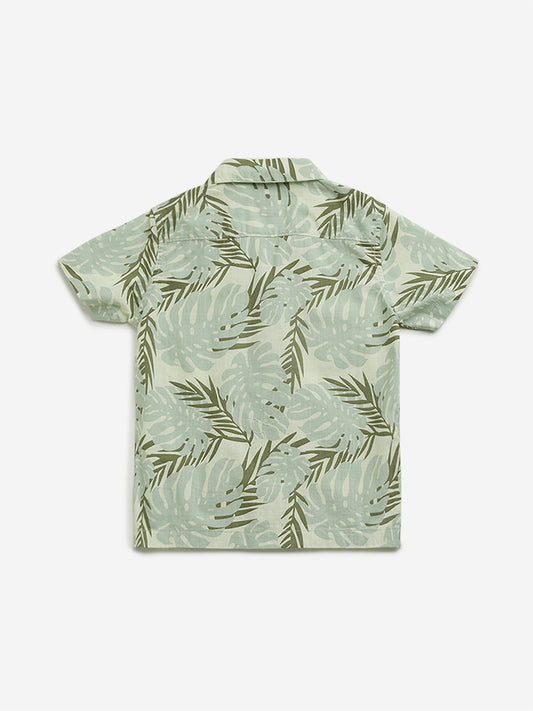 HOP Kids Sage Leaf Pattern Shirt