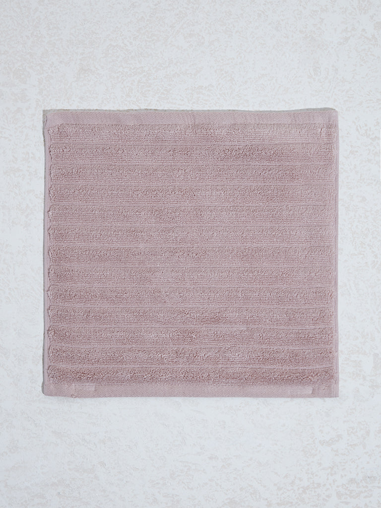 Westside Home Pink Self-Striped Luxe Ripple Face Towels (Set of 2)