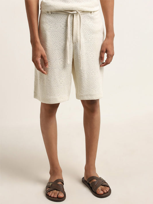 ETA Off-White Knit-Textured Relaxed-Fit Mid-Rise Shorts
