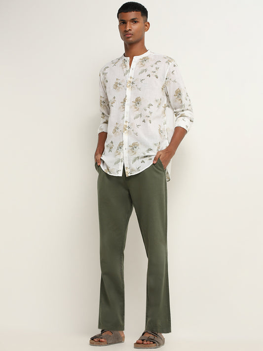 ETA Taupe Floral Print Cotton Resort Fit Shirt