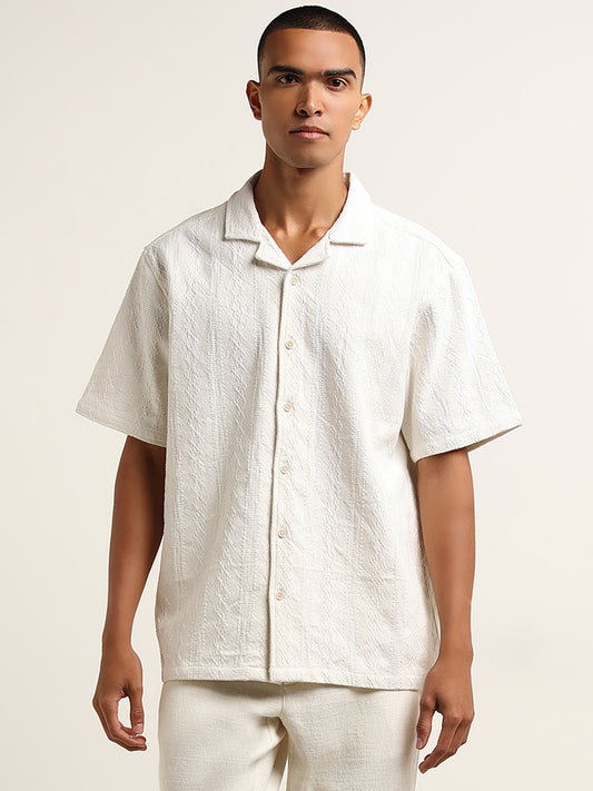 ETA Off-White Textured Relaxed Fit Shirt