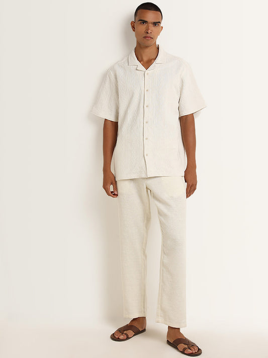 ETA Off-White Textured Relaxed Fit Shirt