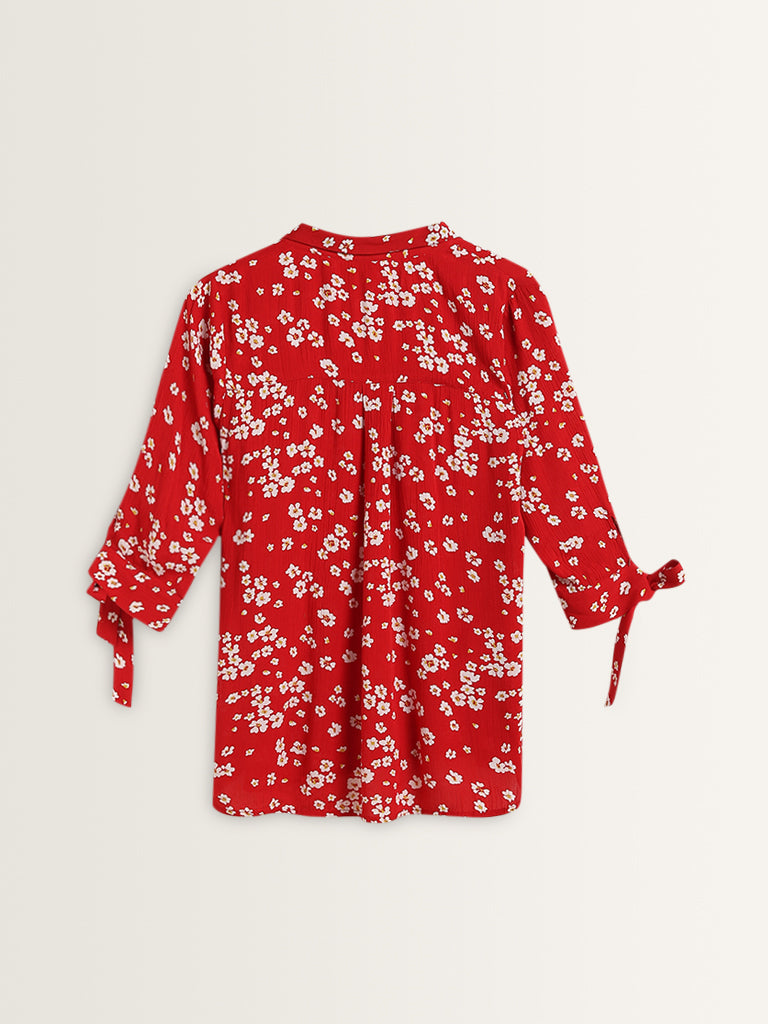 LOV Red Floral Printed Shirt