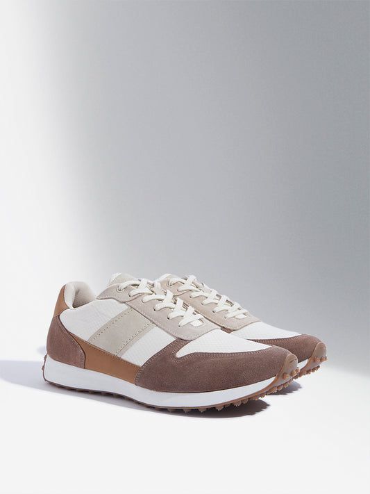 SOLEPLAY Tan Colour-Blocked Lace-Up Sneakers