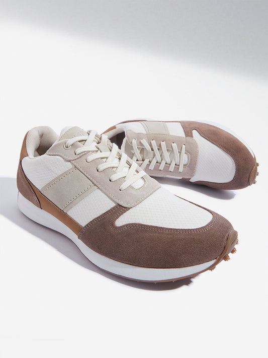 SOLEPLAY Tan Colour-Blocked Lace-Up Sneakers