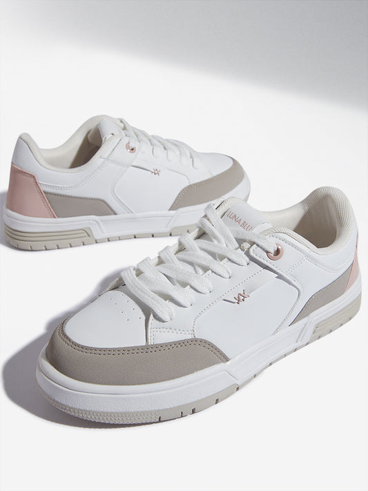 LUNA BLU Pink & White Colour-Blocked Sneakers