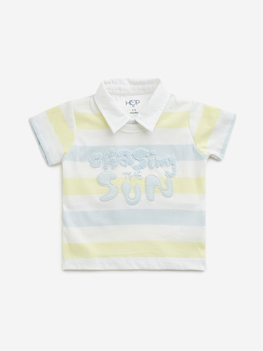 HOP Baby Multicolour Striped Collared T-Shirt