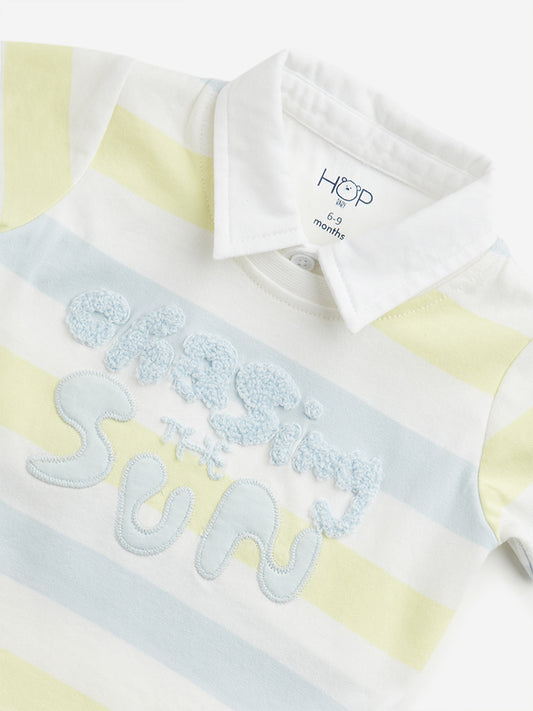 HOP Baby Multicolour Striped Collared T-Shirt