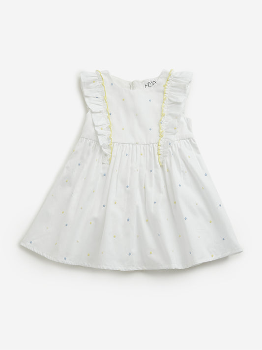 HOP Baby White Ruffle Detailed A-line Dress