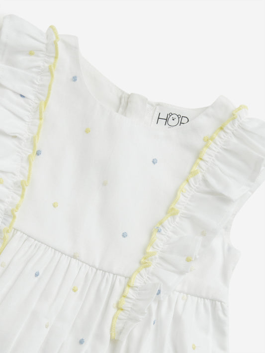 HOP Baby White Ruffle Detailed A-line Dress