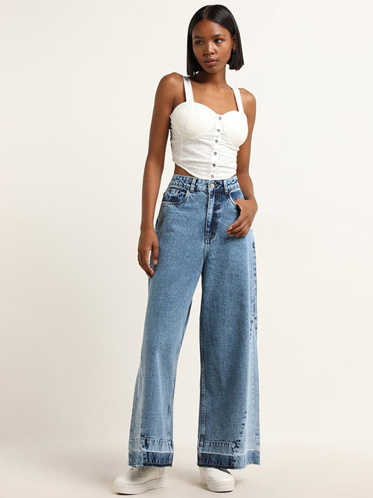 Nuon Light Blue Flare Fit High Rise Jeans