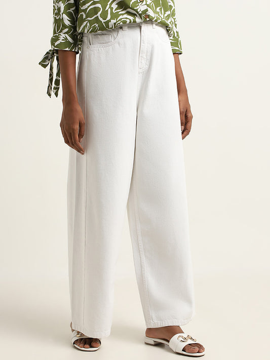 LOV Off-White Wide Leg Fit High Rise Jeans