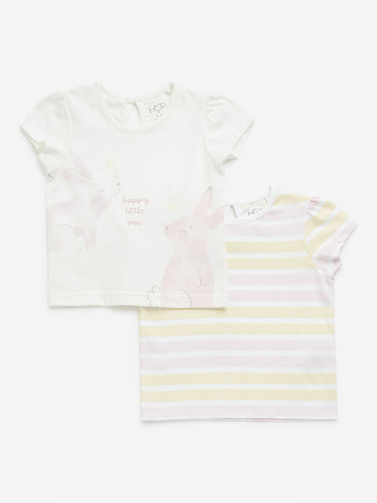 HOP Baby Multicolour Printed Cotton T-Shirts - Pack of 2