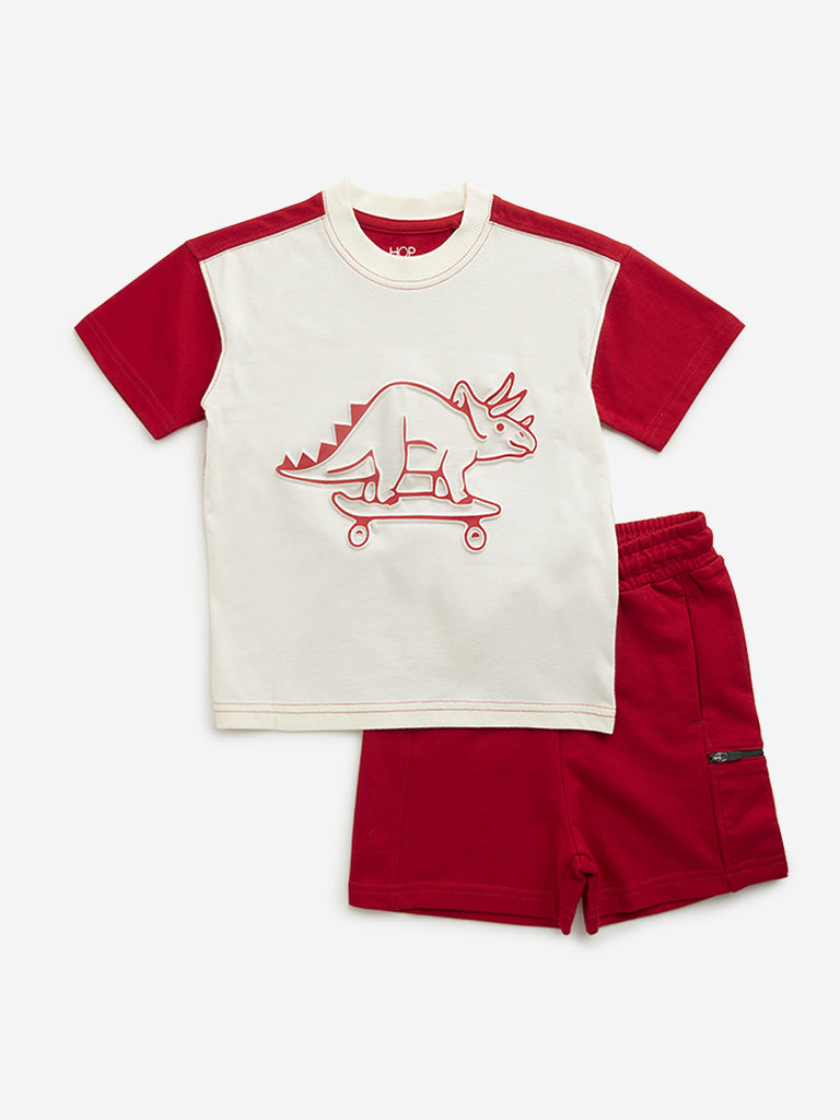 HOP Kids Red Rhino T-Shirt with Shorts Set