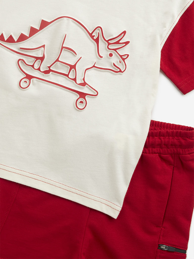 HOP Kids Red Rhino T-Shirt with Shorts Set