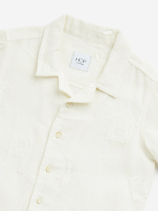 HOP Kids Off-White Embroidered Cotton Shirt