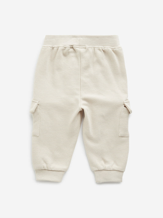 HOP Baby Beige Cargo-Style Mid-Rise Joggers