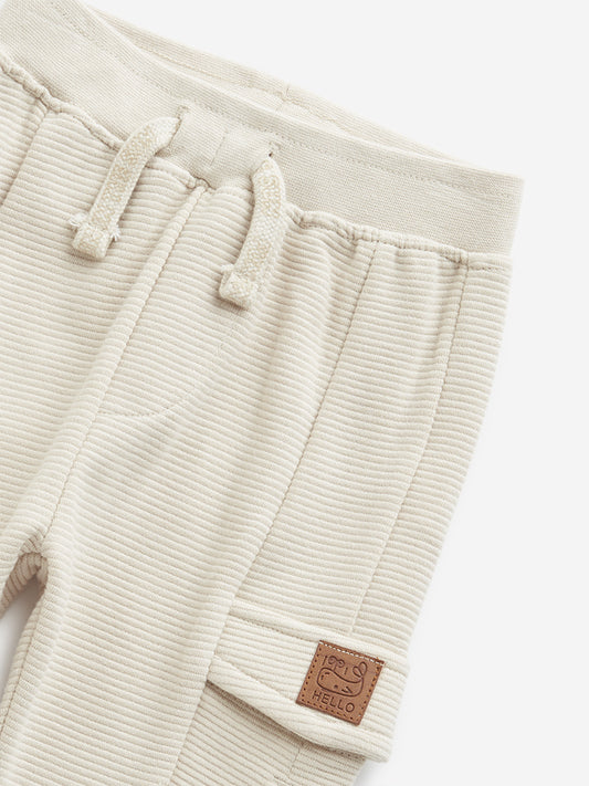 HOP Baby Beige Cargo-Style Mid-Rise Joggers