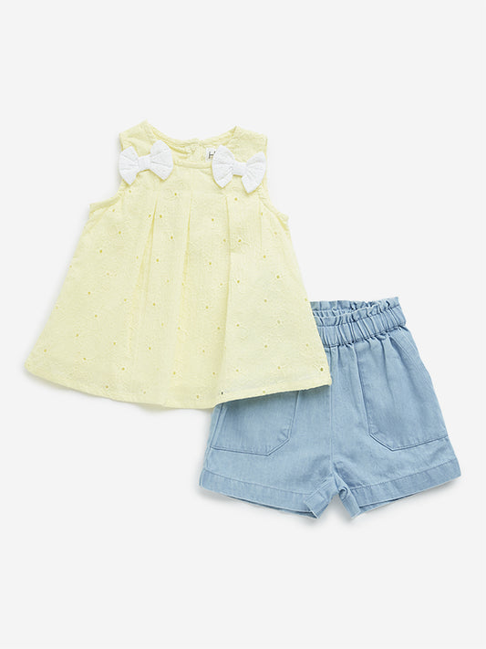 HOP Baby Lime Tiered Dress with Shorts Set