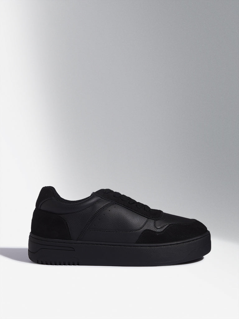 LUNA BLU Black Lace-Up Platform Sneakers