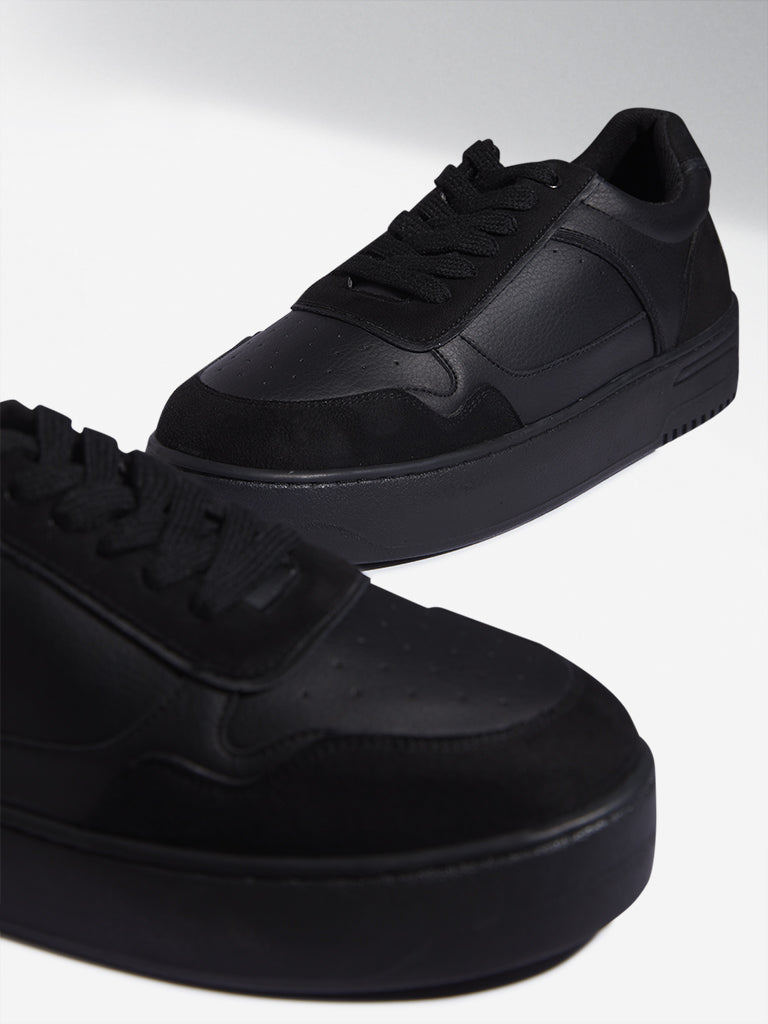 LUNA BLU Black Lace-Up Platform Sneakers