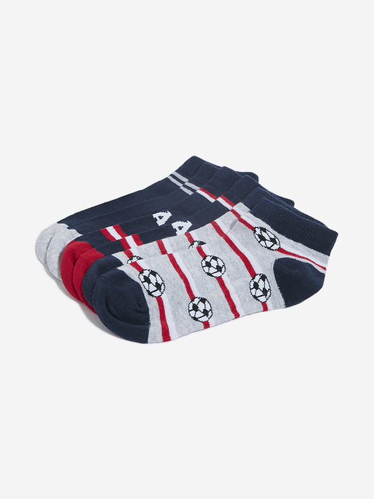 Y&F Kids Multicolour Football Socks - Pack of 3