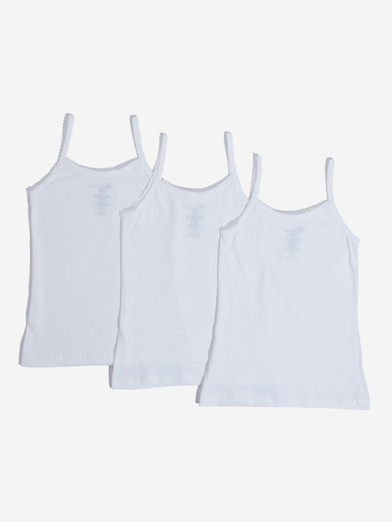 Westside Y&F Girl's White Camisoles - Pack of 3 for Casual Wear Back View