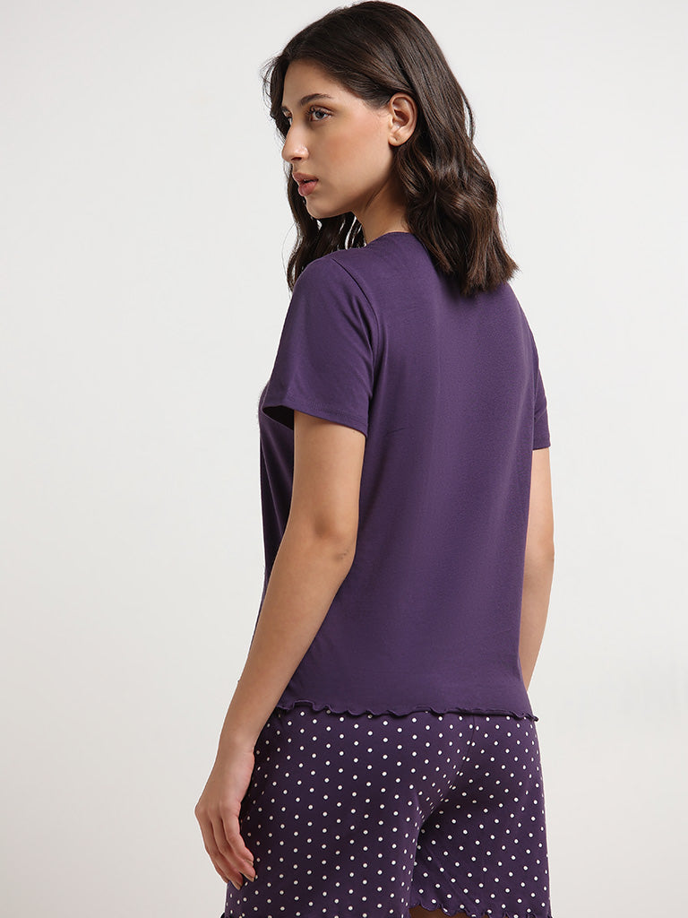Wunderlove Purple Bunny T-Shirt and Shorts Set