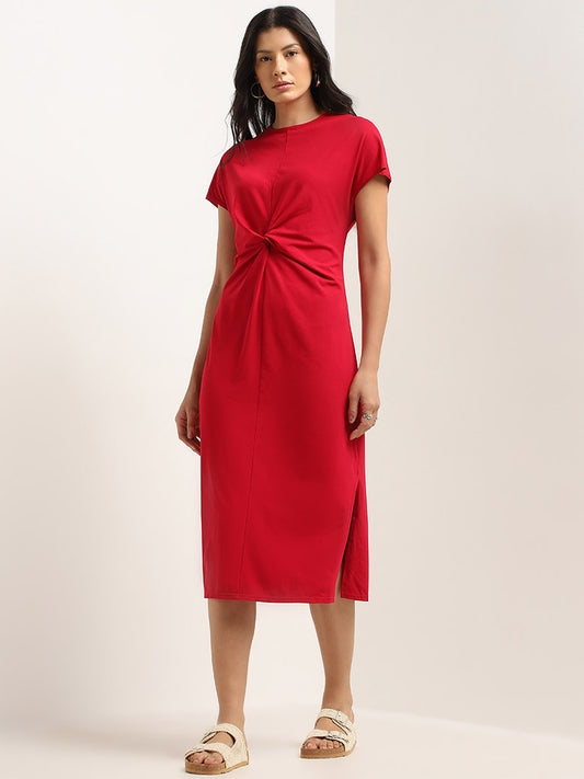 Wunderlove Red Knot-Detailed Midi Dress