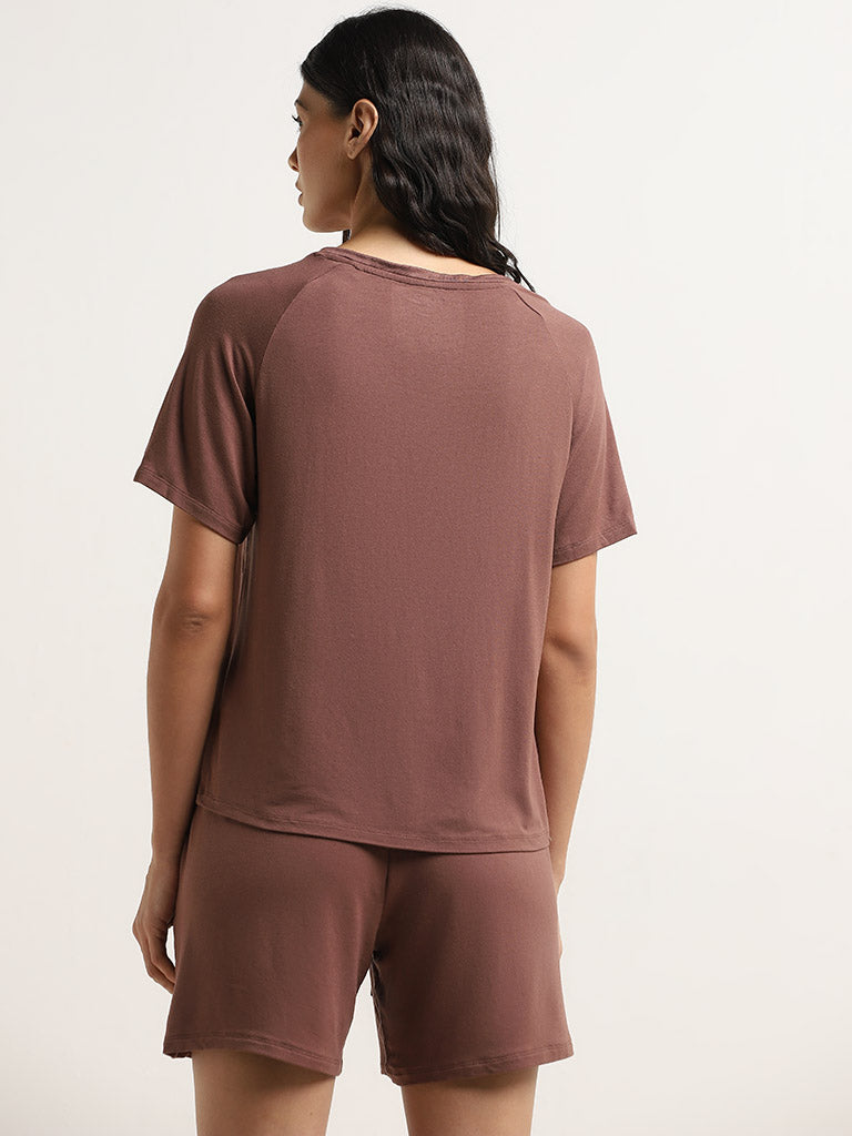 Wunderlove Dark Brown Solid T-Shirt