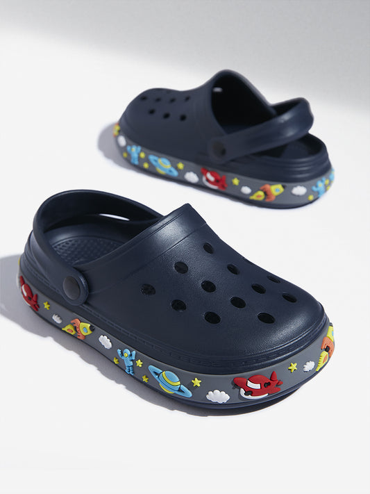 Yellow Navy Space Themed Clogs
