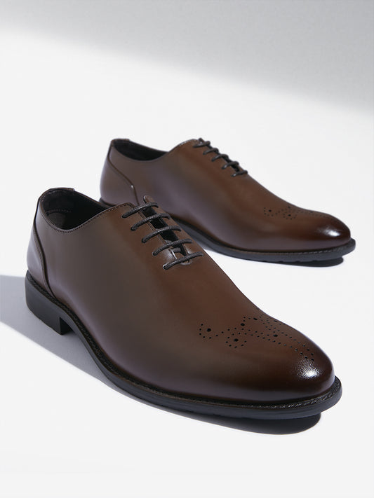 SOLEPLAY Brown Perforated Lace-Up Shoes