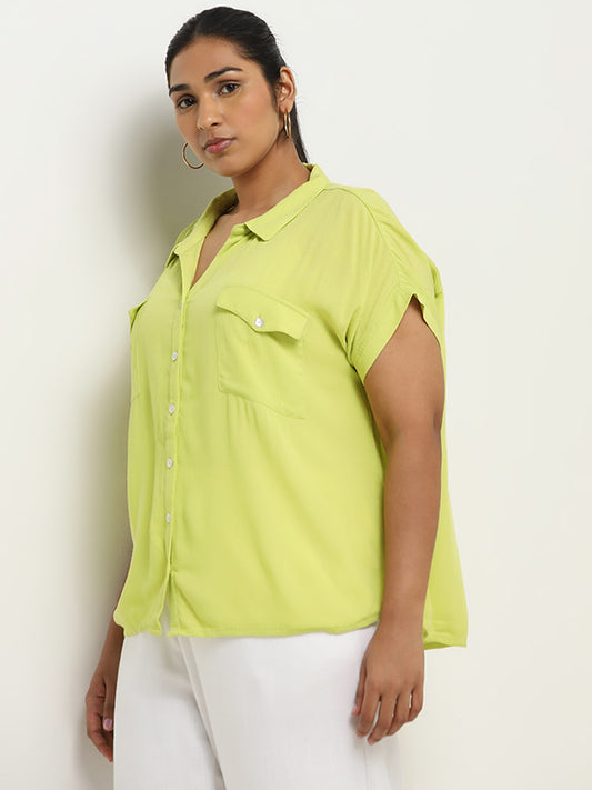 Gia Lime Crinkle Textured Shirt