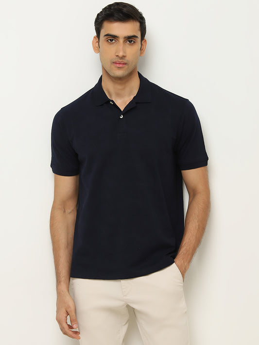 WES Casuals Navy Relaxed-Fit Polo T-Shirt
