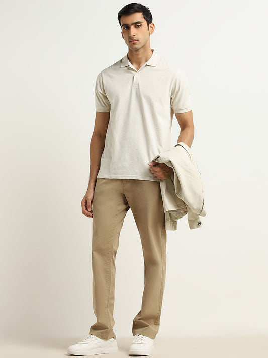 WES Casuals Off-White Relaxed-Fit Polo T-Shirt