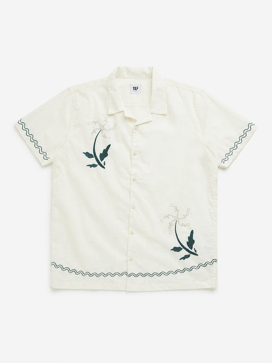 Y&F Kids Off-White Embroidered Cotton Shirt