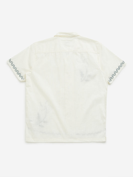 Y&F Kids Off-White Embroidered Cotton Shirt