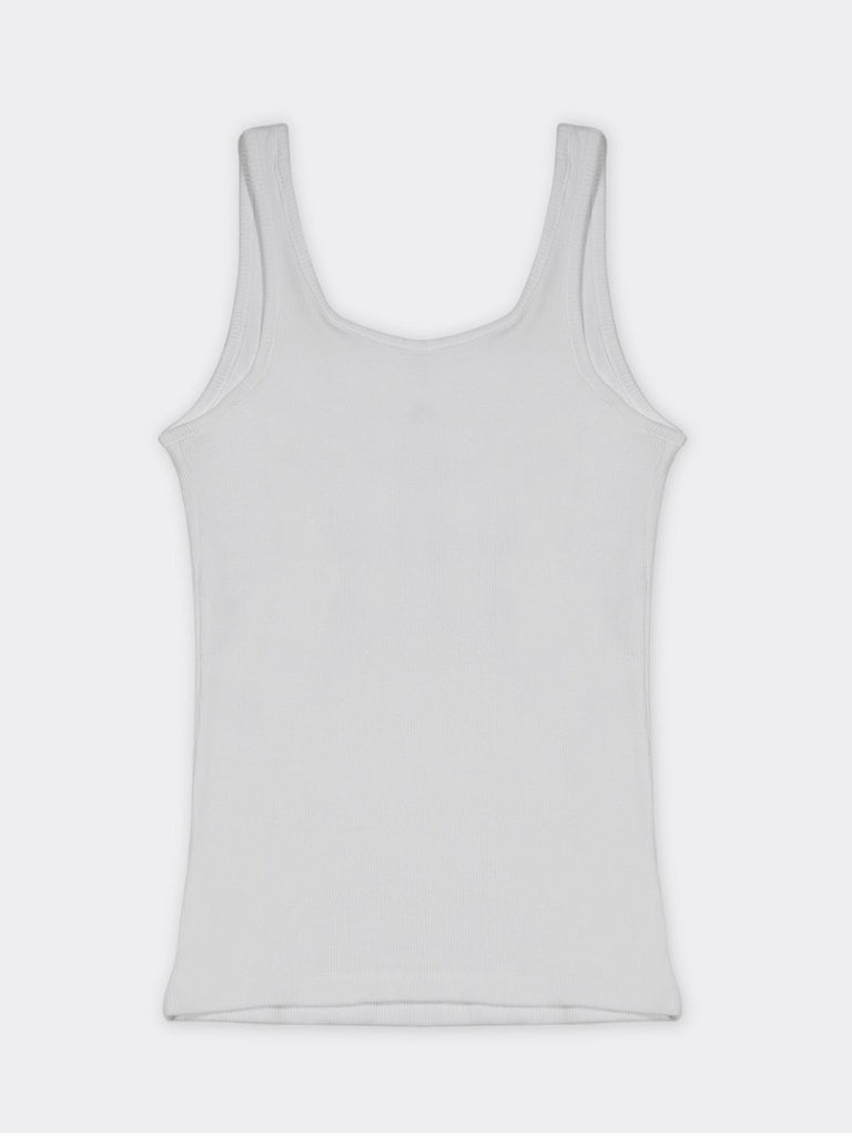 Wunderlove White Ribbed Cotton-Blend Tank Top