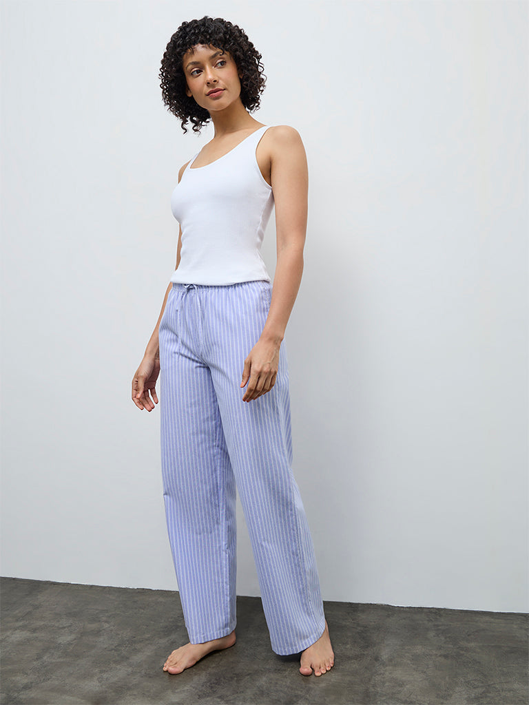 Wunderlove White Ribbed Cotton-Blend Tank Top