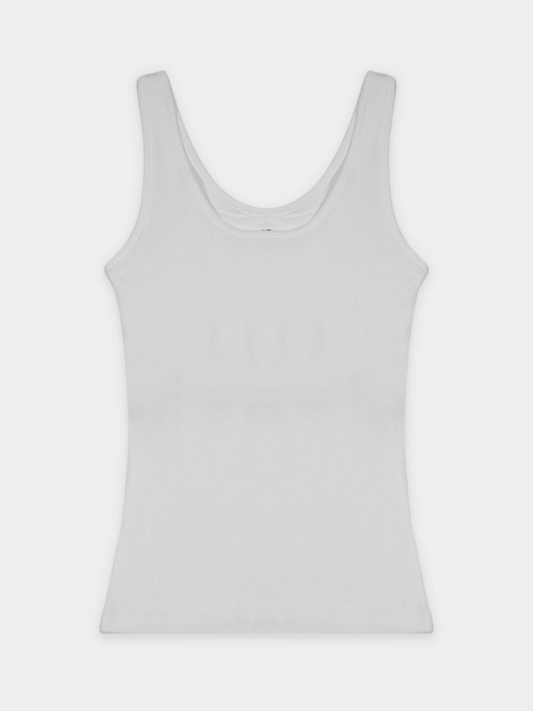 Wunderlove White Ribbed Cotton-Blend Tank Top