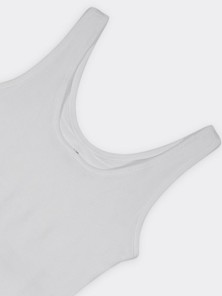 Wunderlove White Ribbed Cotton-Blend Tank Top