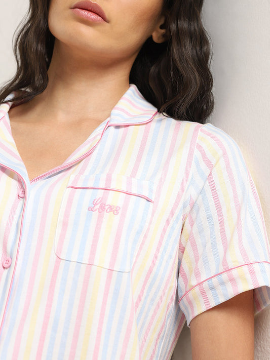 Wunderlove Multicolour Striped Shirt and Pyjamas Set