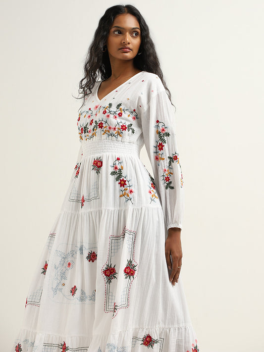 LOV White Floral Tiered Maxi Dress