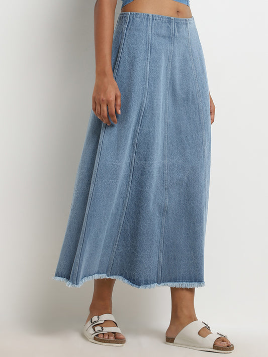 LOV Blue Mid Rise Denim Skirt