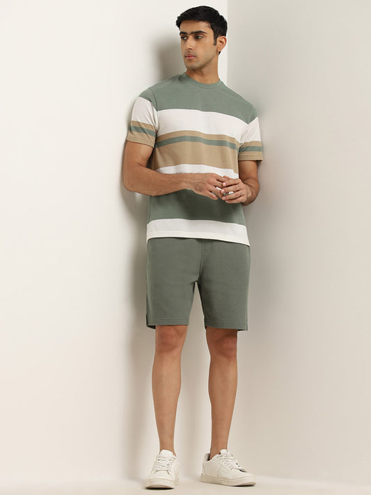WES Lounge Sage Colour-Blocked Relaxed-Fit T-Shirt