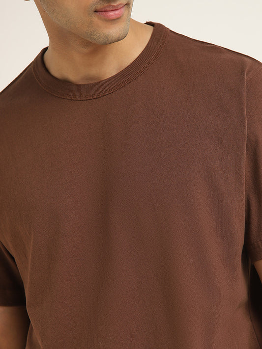 WES Casuals Brown Relaxed-Fit Cotton T-Shirt