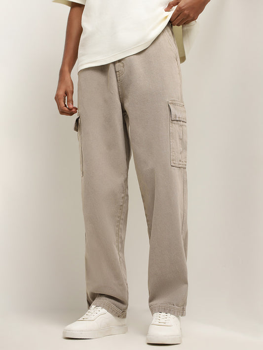 Nuon Taupe Loose - Fit High - Rise Jeans