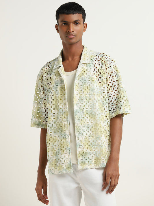 Nuon Multicolour Cut-Out Detailed Relaxed-Fit Cotton Shirt