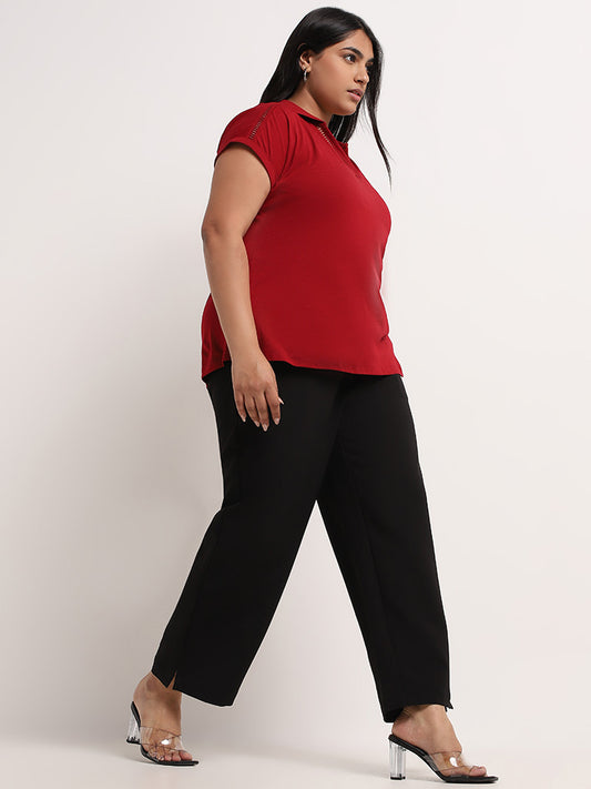 Gia Red Solid Cotton Top