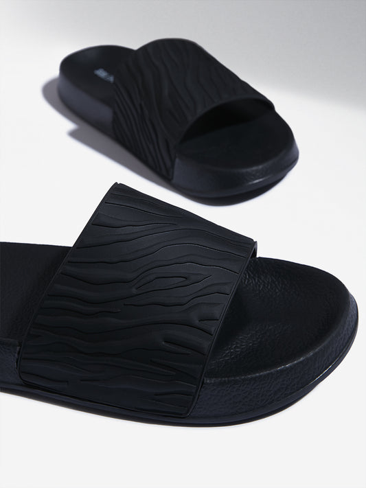 SOLEPLAY Black Wave-Textured Pool Slides
